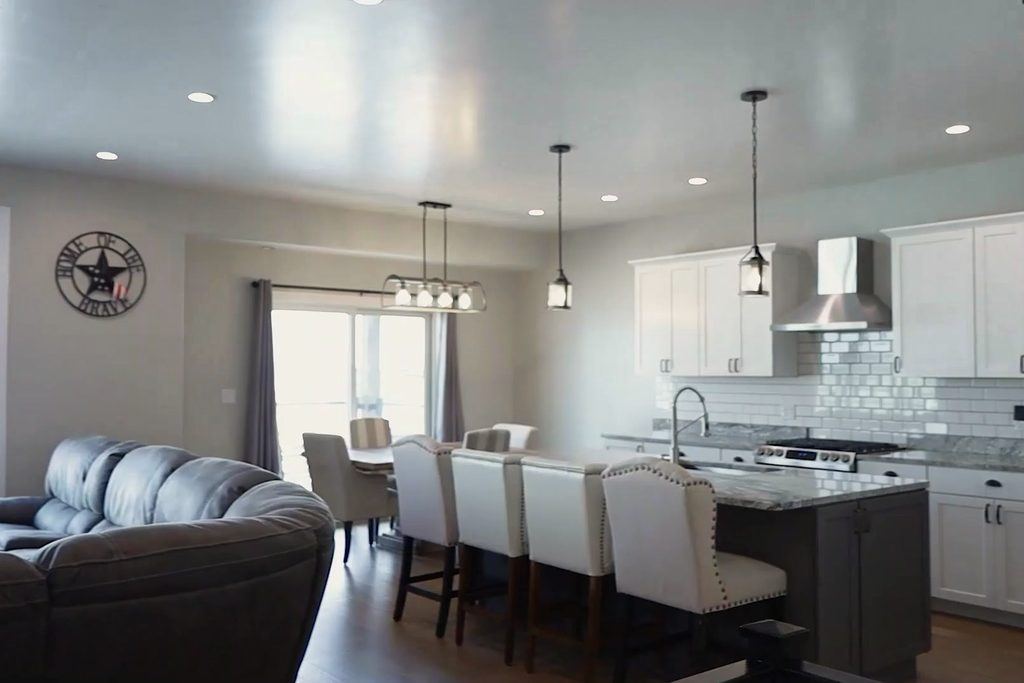 Open living room and kitchen, 169 Granite Hill Lane, Great Falls, MT